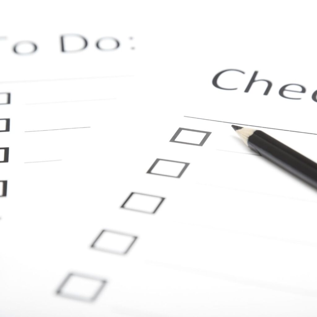 Image of a checklist on white paper.