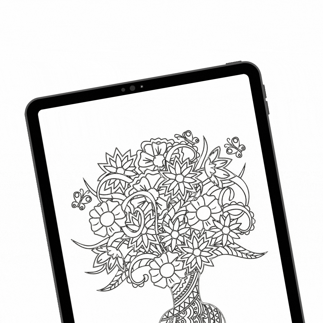 Flowers in a Vase coloring page.