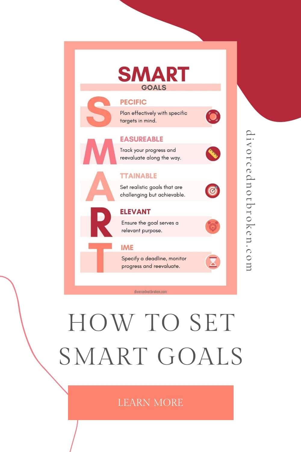 How to Set SMART Goals PIN with graphic image and title. 